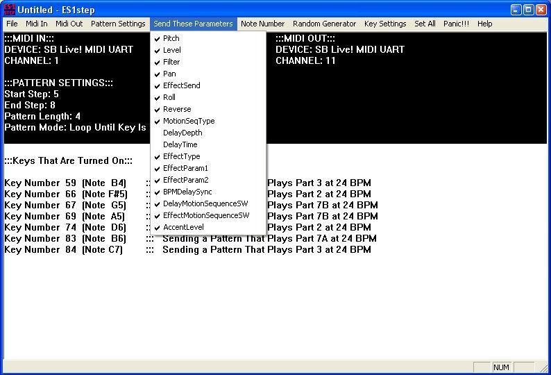 A screenshot of the send these parameters dropdown menu